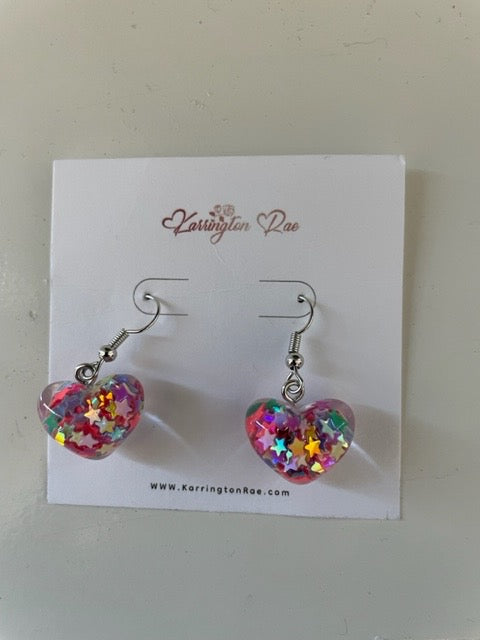 Med Multi Color Heart Earrings #37