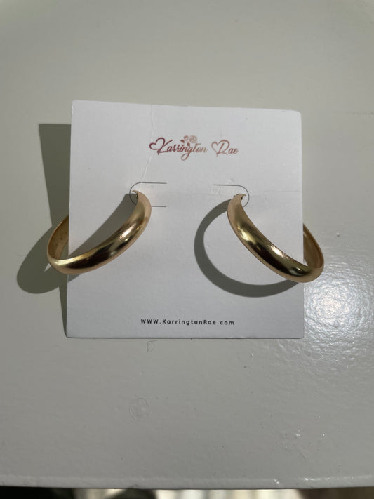 Flat Medium Gold Hoops #9